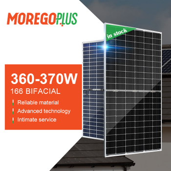 Moregosolar 166mm Bifacial Mono Photovoltaic Solar Panel 370W 375W 380W for Roof Solar Power System