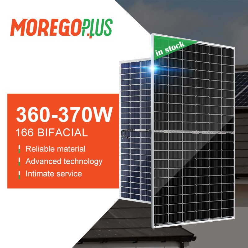 Moregosolar 166mm Bifacial Mono Photovoltaic Solar Panel 370W 375W 380W for Roof Solar Power System